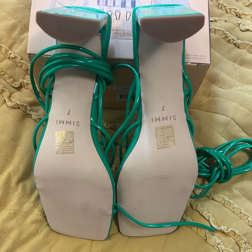 Green Strappy Heels - Picture 3 of 4